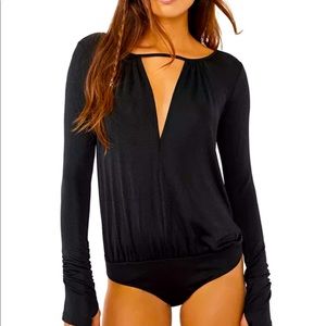 Keyhole silky jersey  body suit
